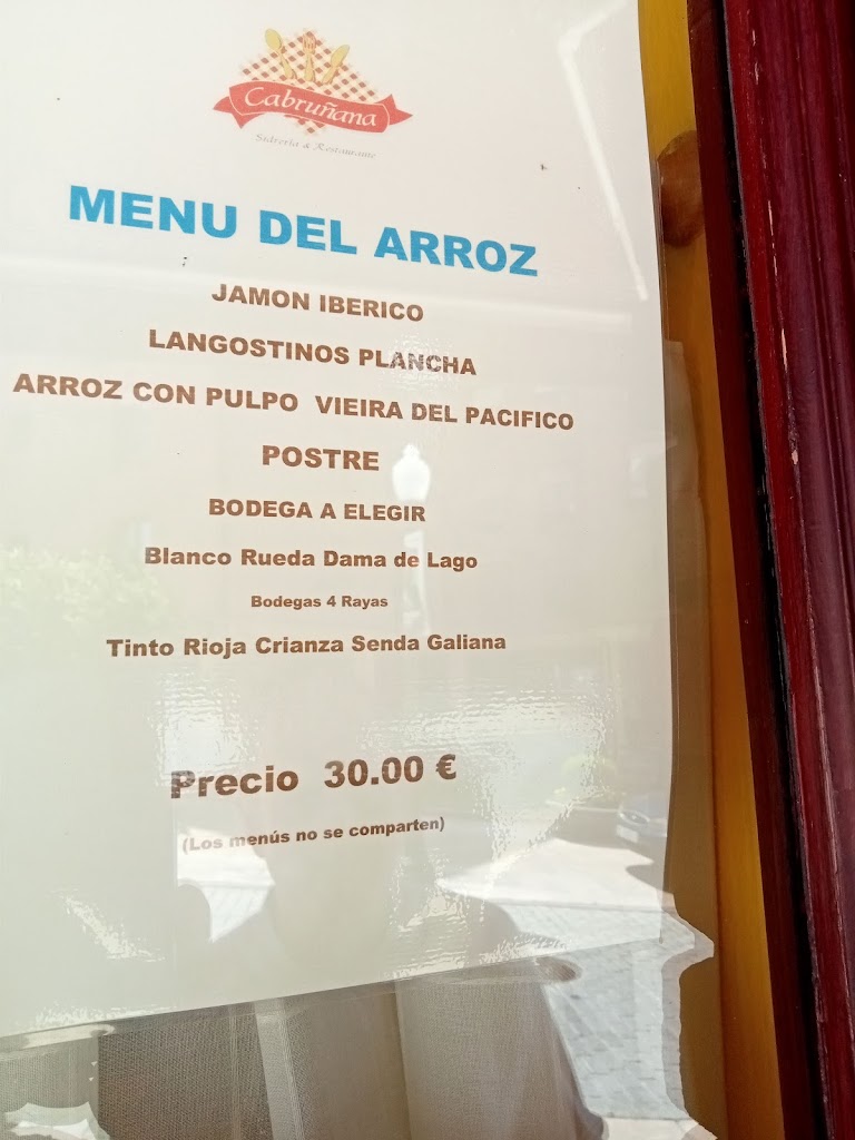 Restaurante Cabrunana — Carta