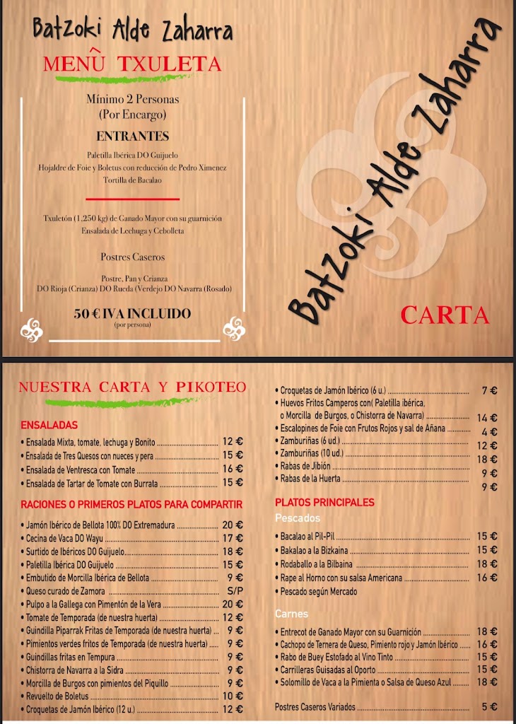 Batzoki de Portugalete — Carta