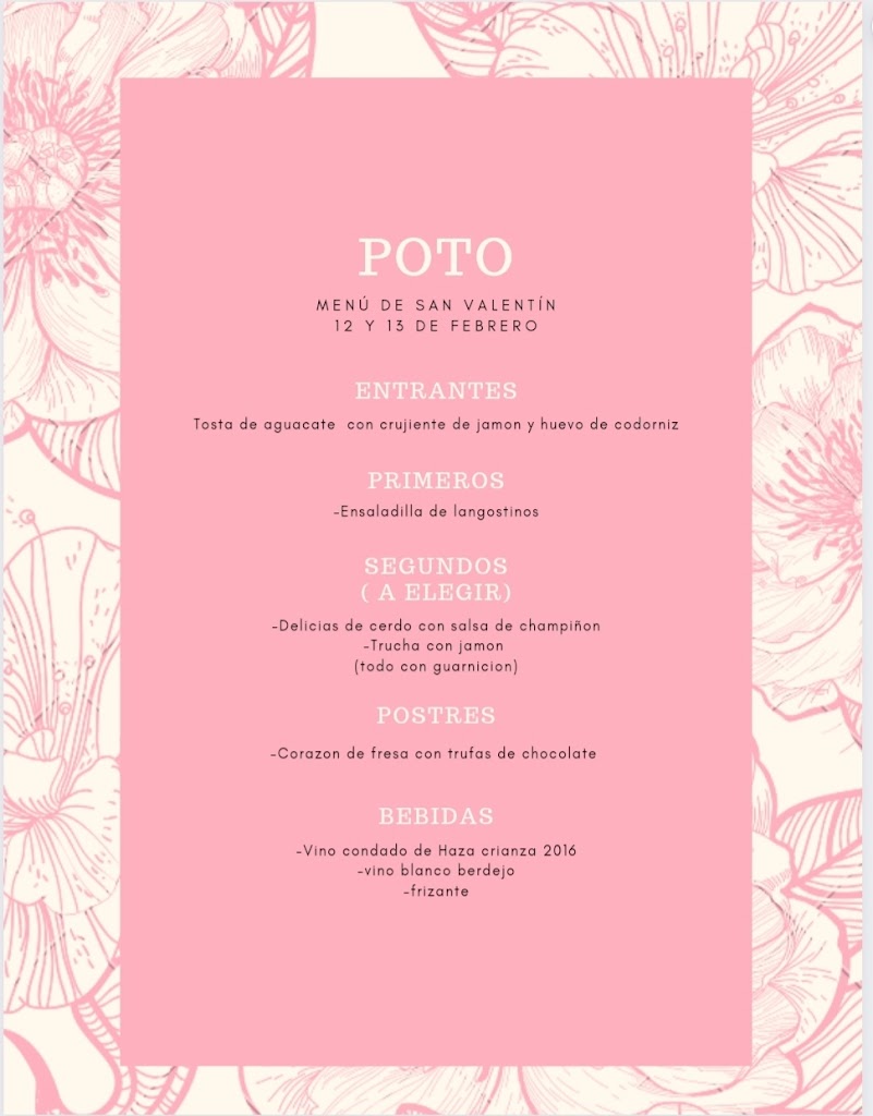 Bar Restaurante Poto — Carta