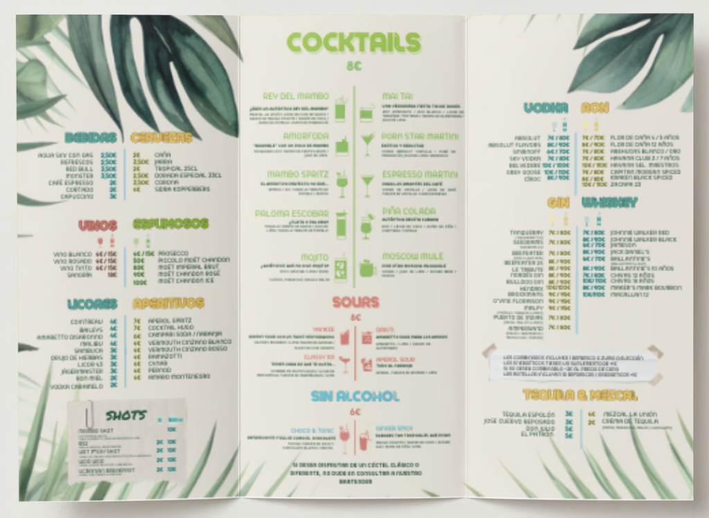 Mambo Lounge Bar Cocktails & Shisha — Carta