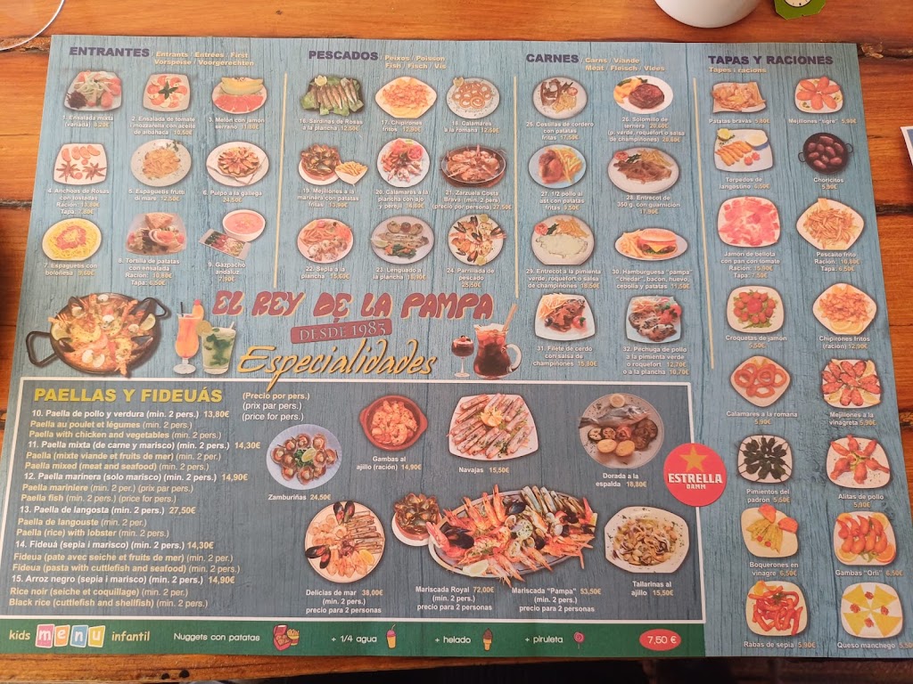 Restaurant El rey de la Pampa — Carta