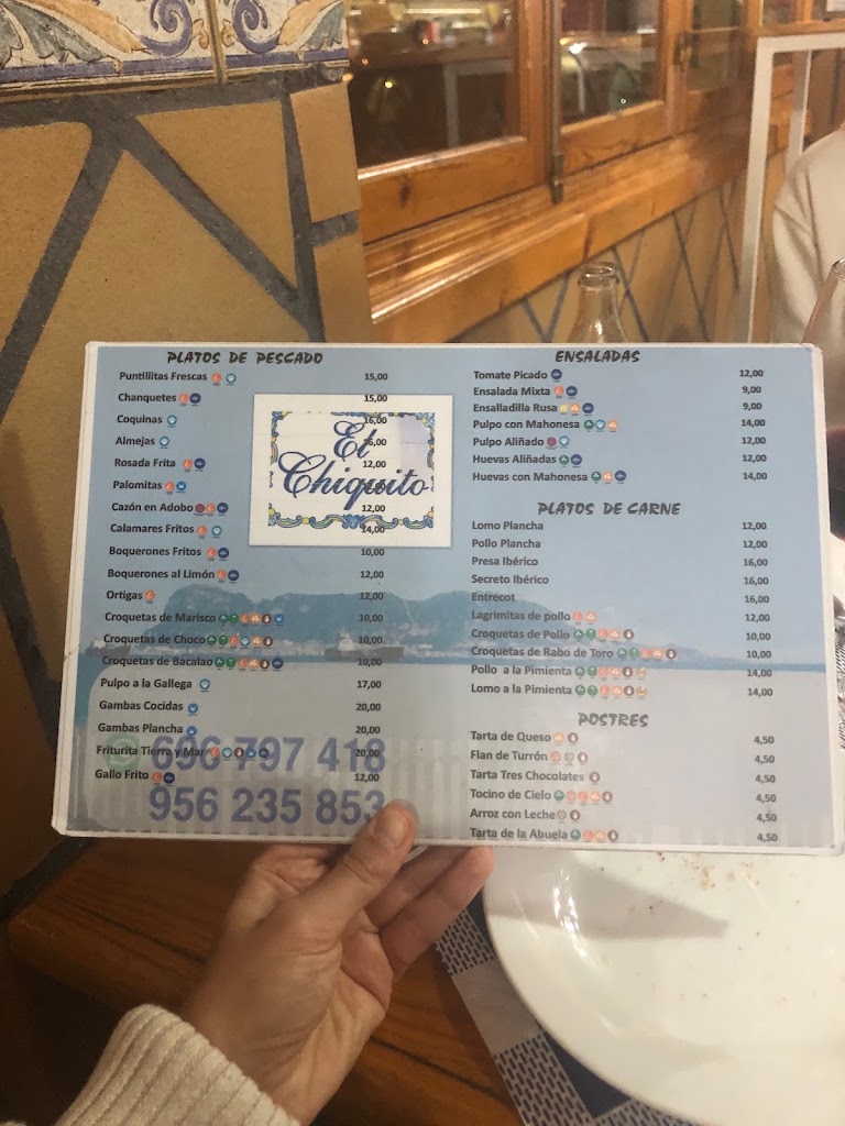 Bar El Chiquito — Carta