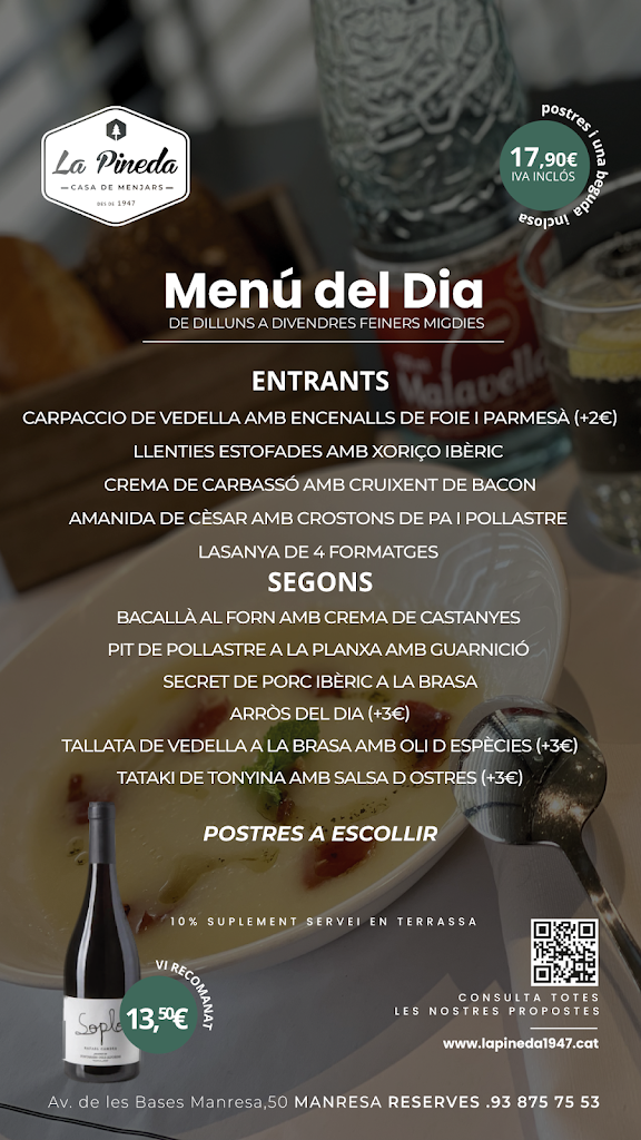 Restaurant La Pineda — Carta