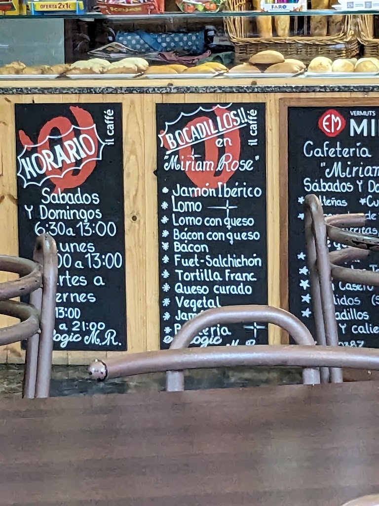Cafeteria Miriam Rose — Carta
