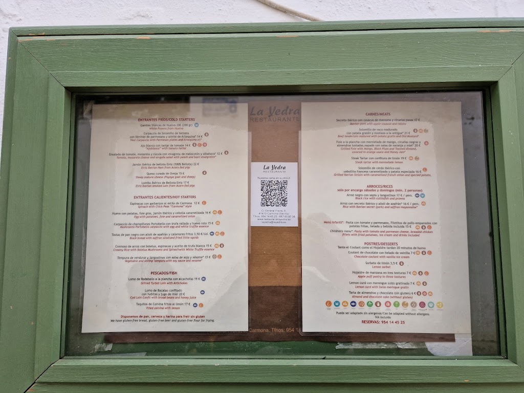 Restaurante La Yedra — Carta