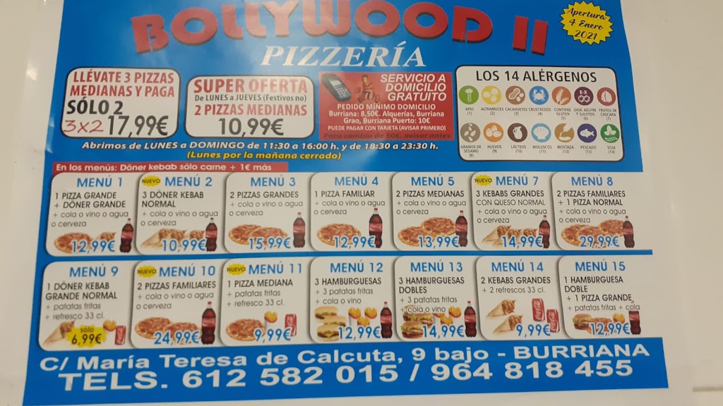 Pizzeria bollywood II — Carta