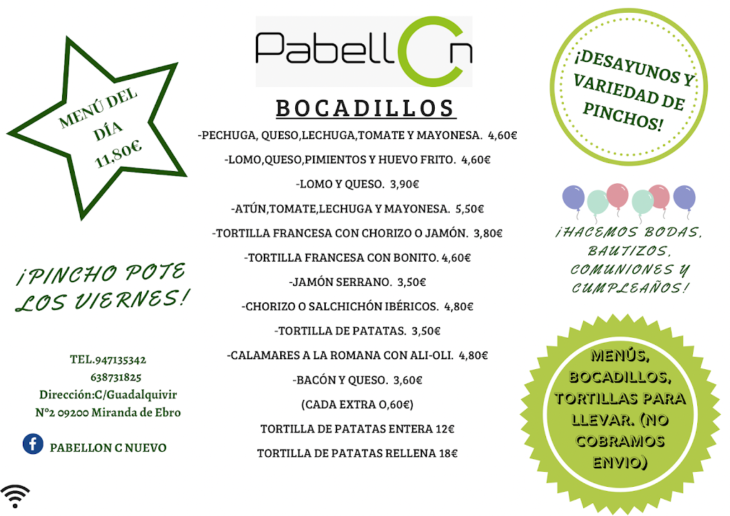 Restaurante Pabellon — Carta