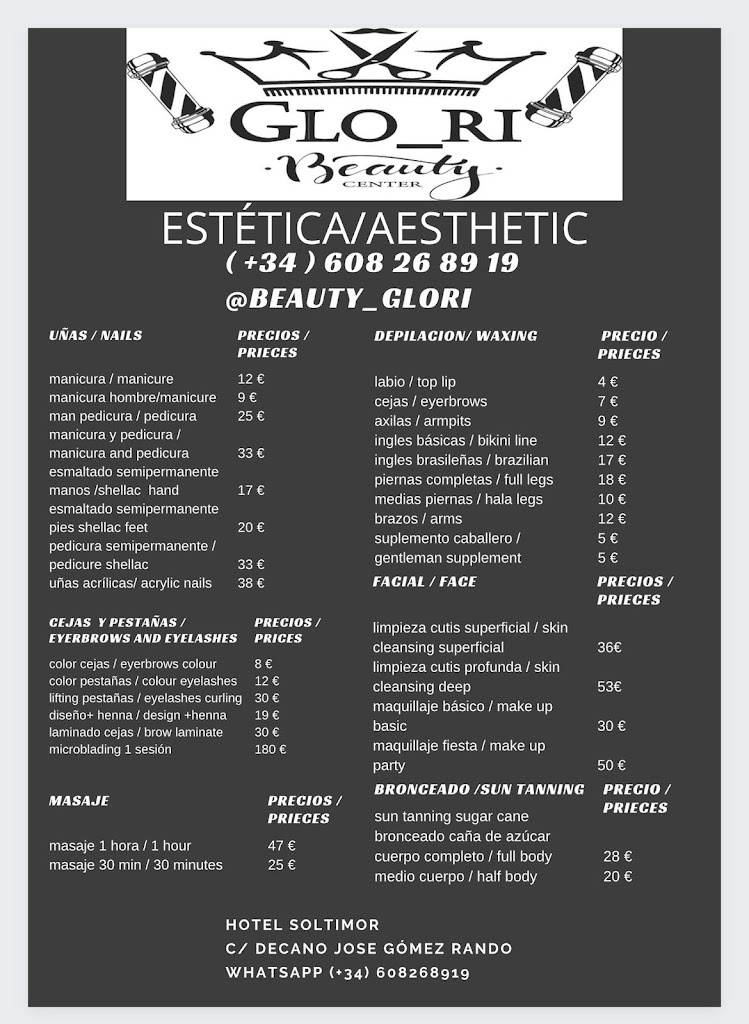 Peluqueria y estetica Glori — Carta