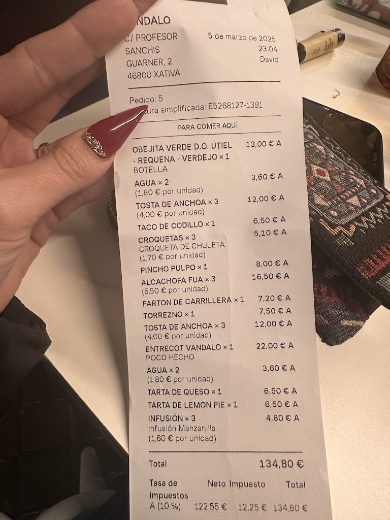Vandalo Var Xativa — Carta