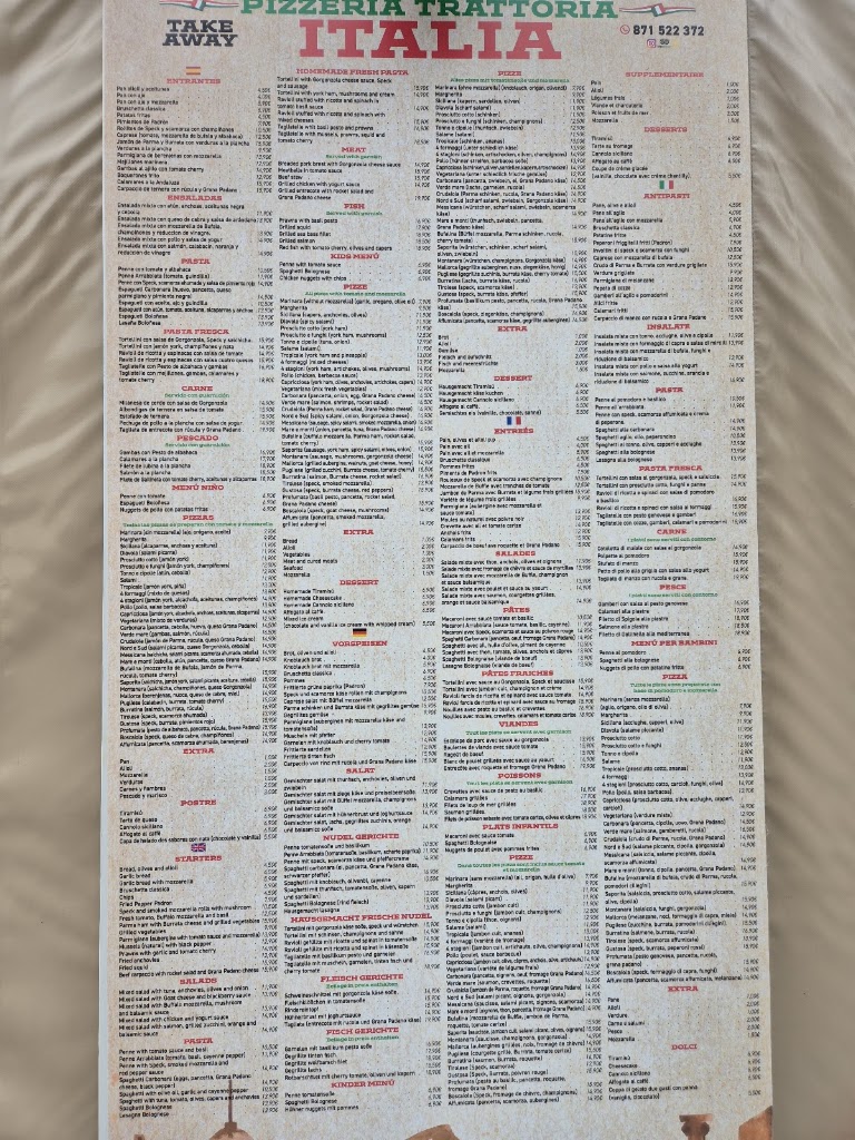 Pizzeria italia — Carta