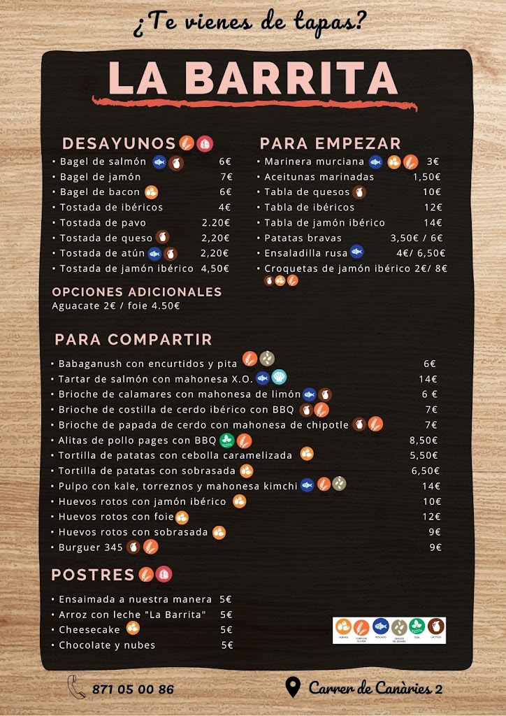 La Barrita Ibiza — Carta