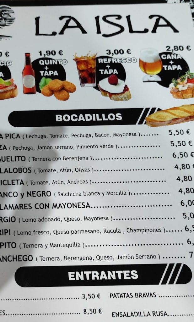 Cafeteria La Isla — Carta