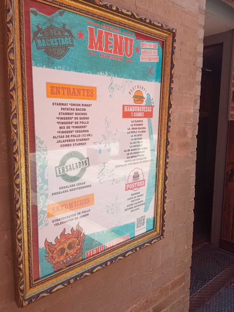 Backstage Rock Alcala Bar-Restaurante — Carta