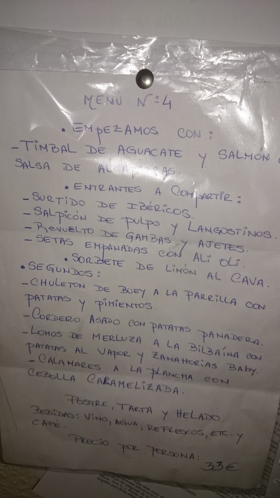 Bar El oasis del pinar — Carta