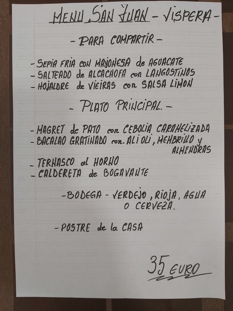 Bar Restaurante Colon — Carta