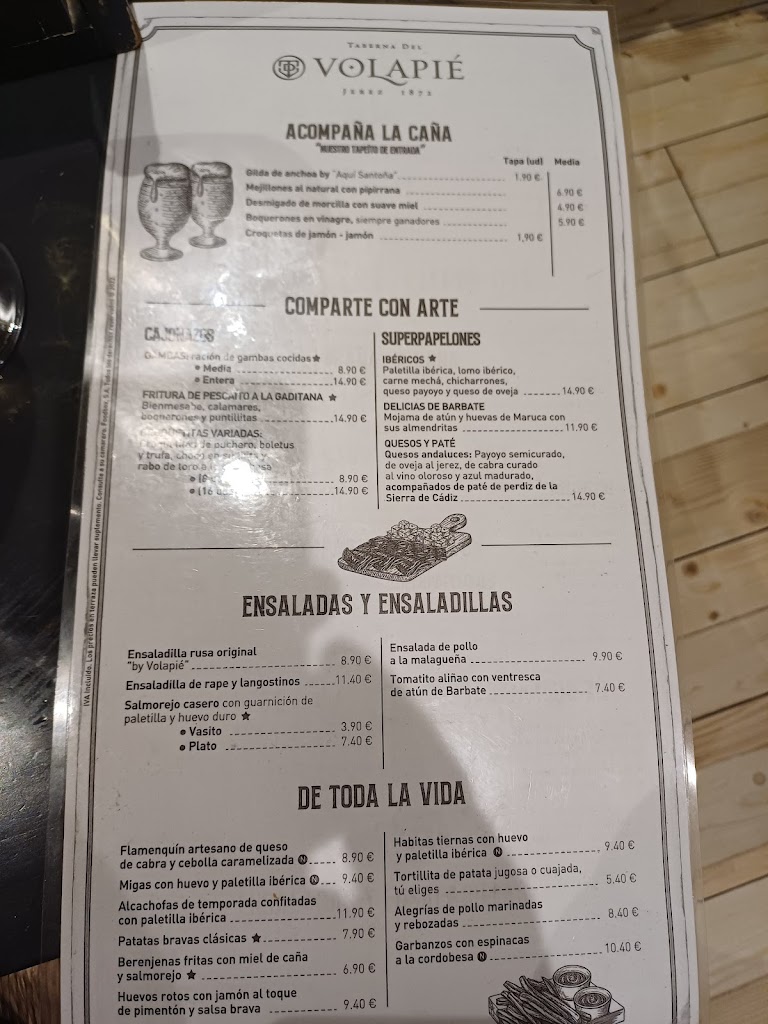 Taberna del Volapie — Carta