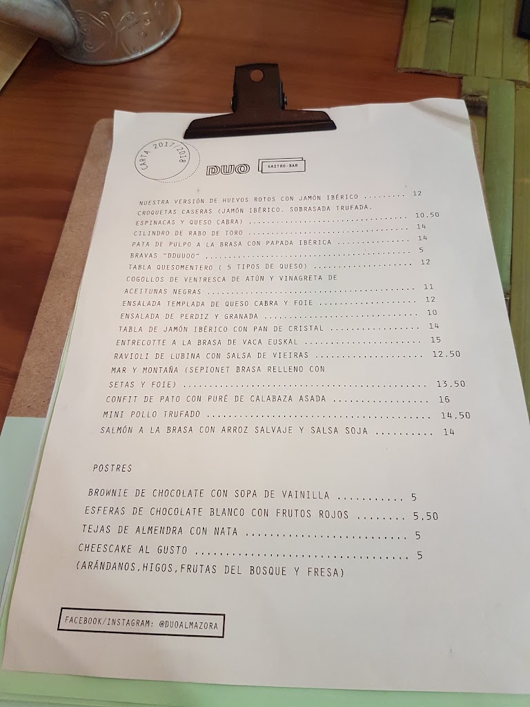 cafe bar casa xavi — Carta