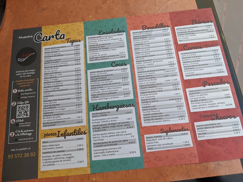 Ambigu Taberna — Carta