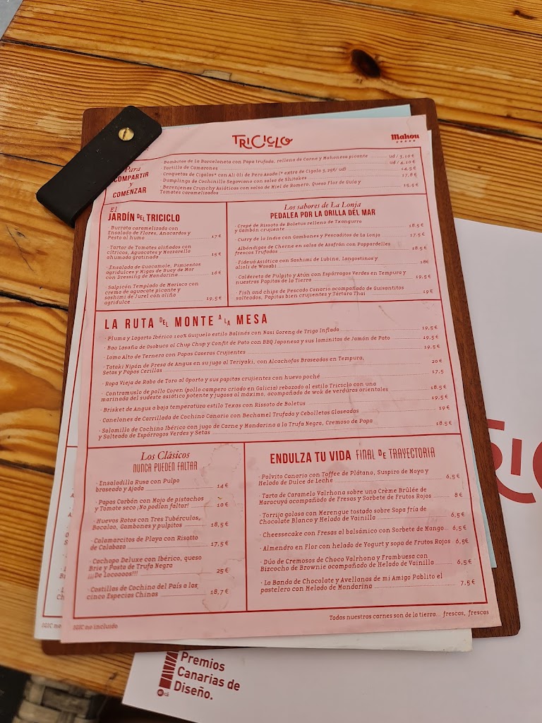 Restaurante Triciclo — Carta