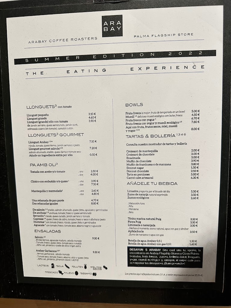 Arabay Flagship Store Palma — Carta
