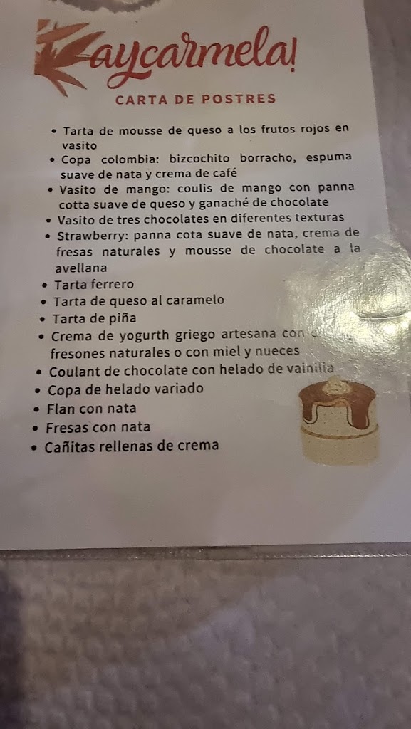 Restaurante Ay Carmela! — Carta