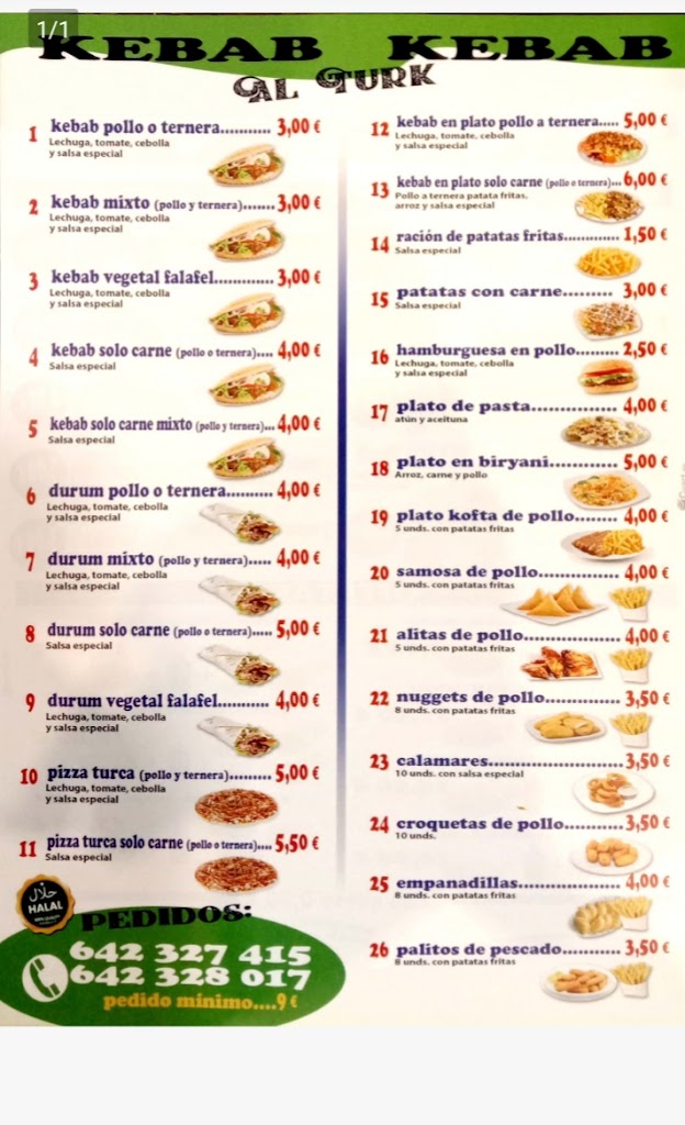 Kebab Al Turk — Carta