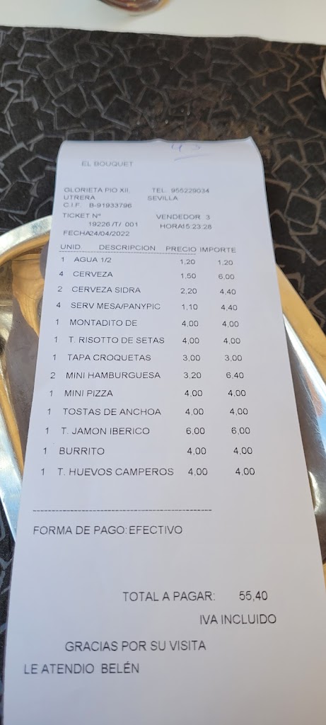 Restaurante en Utrera El Bouquet — Carta