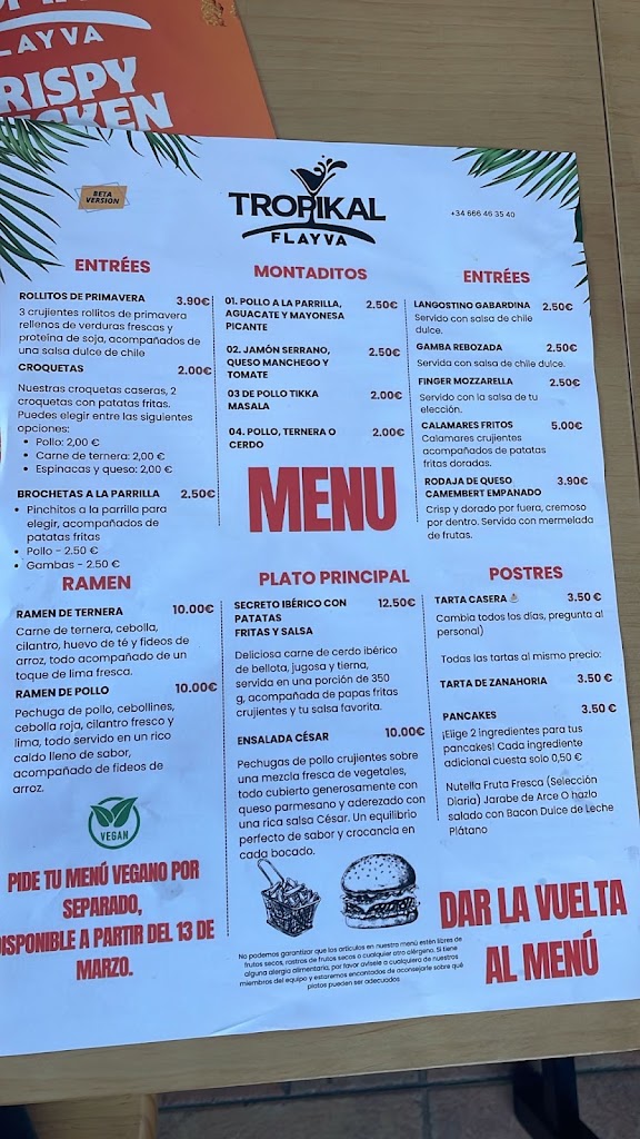 Tropikal Flayva — Carta