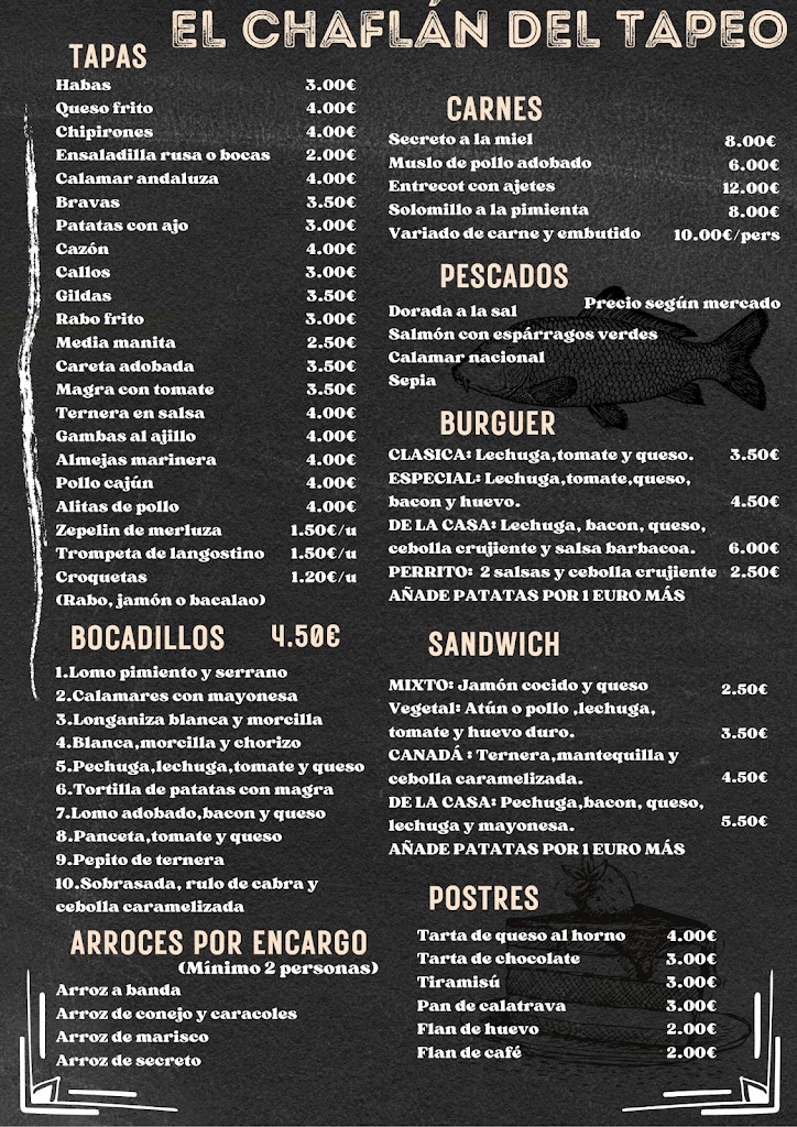 El Chaflan del tapeo — Carta