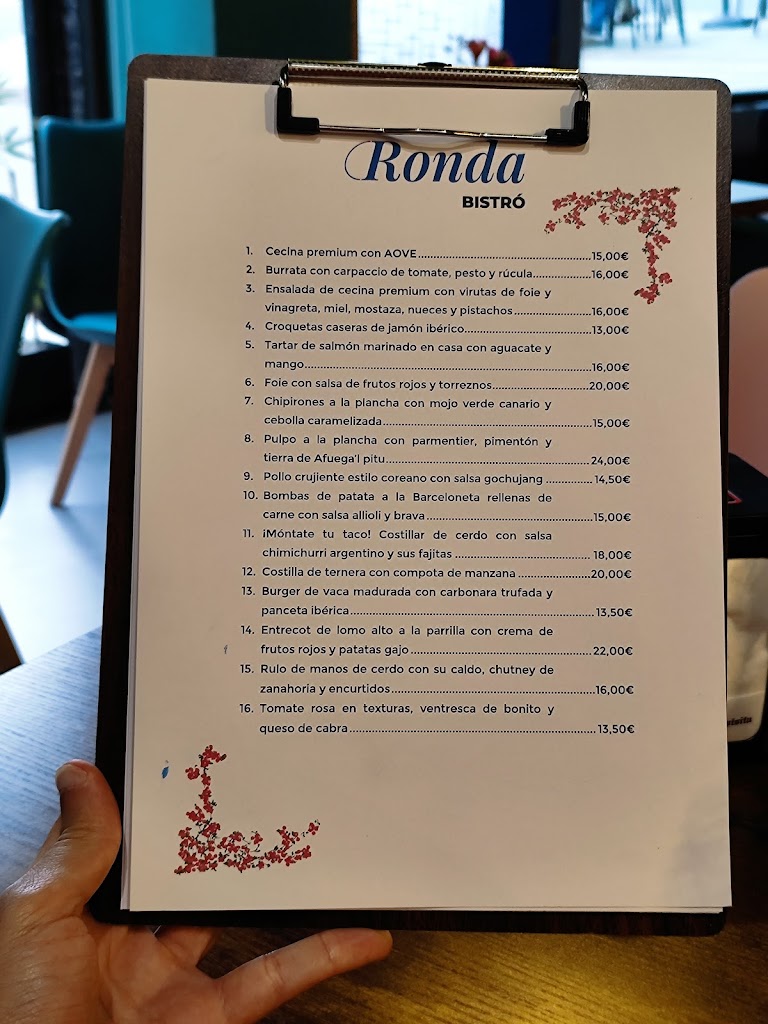 Ronda Bistro — Carta