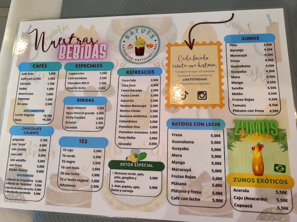 Batuts Cafeteria — Carta