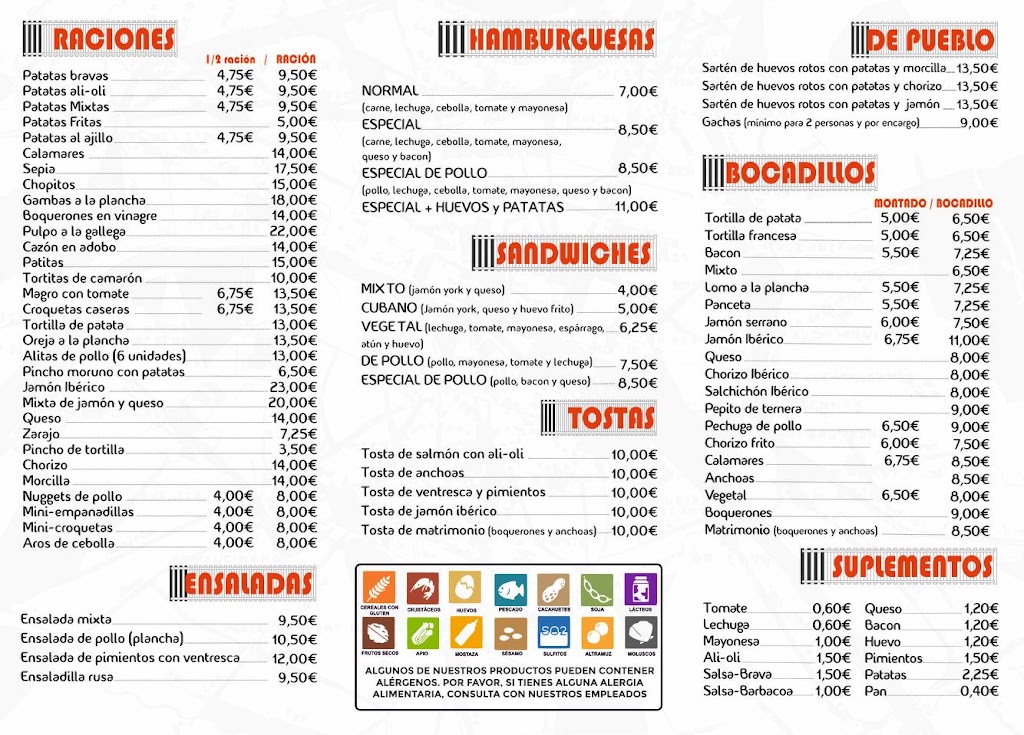 Botelleria El Anden Arganda — Carta