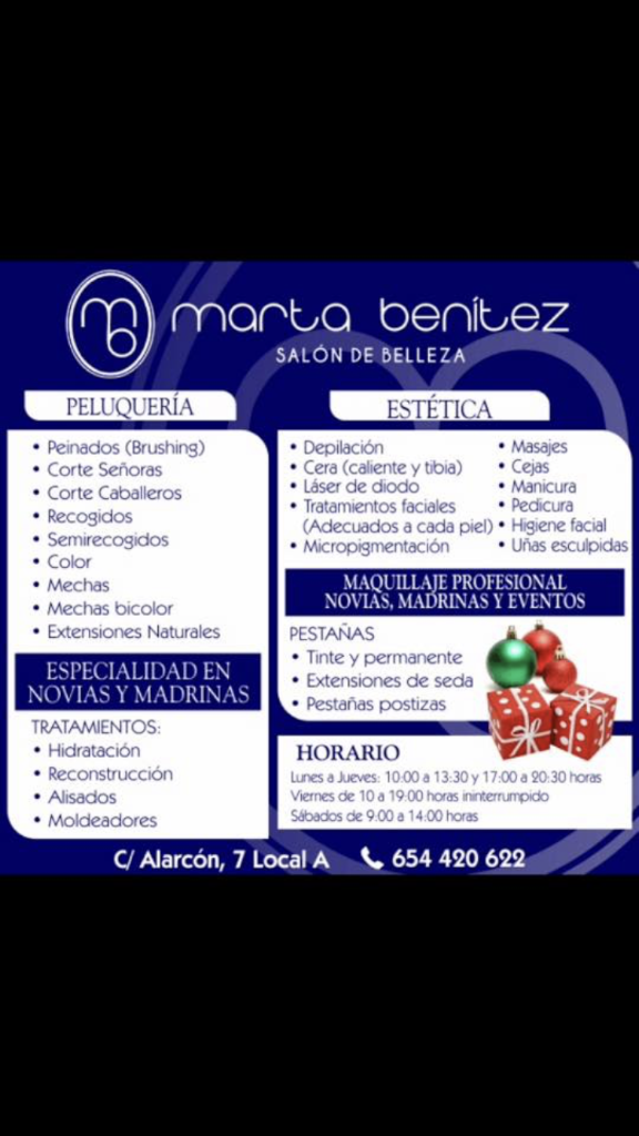 Salon de belleza Marta Benitez & Barberia especializada — Carta
