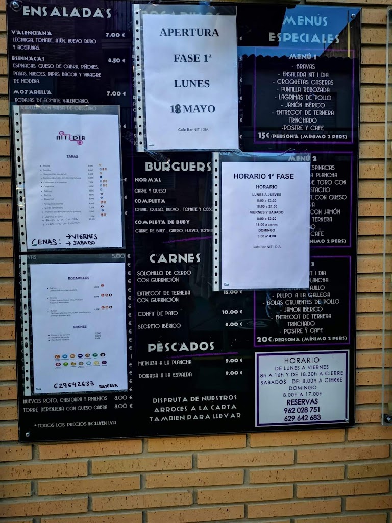 Bar Nit i Dia — Carta