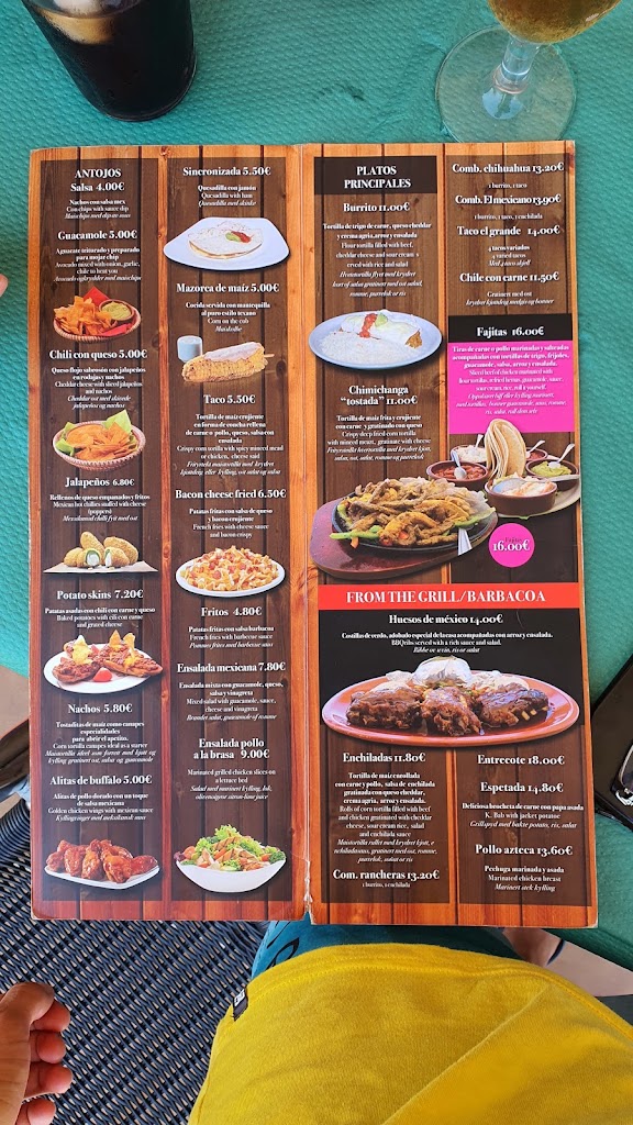 Cafeteria coctel bar Paraiso Puerto Tomas Maestre — Carta