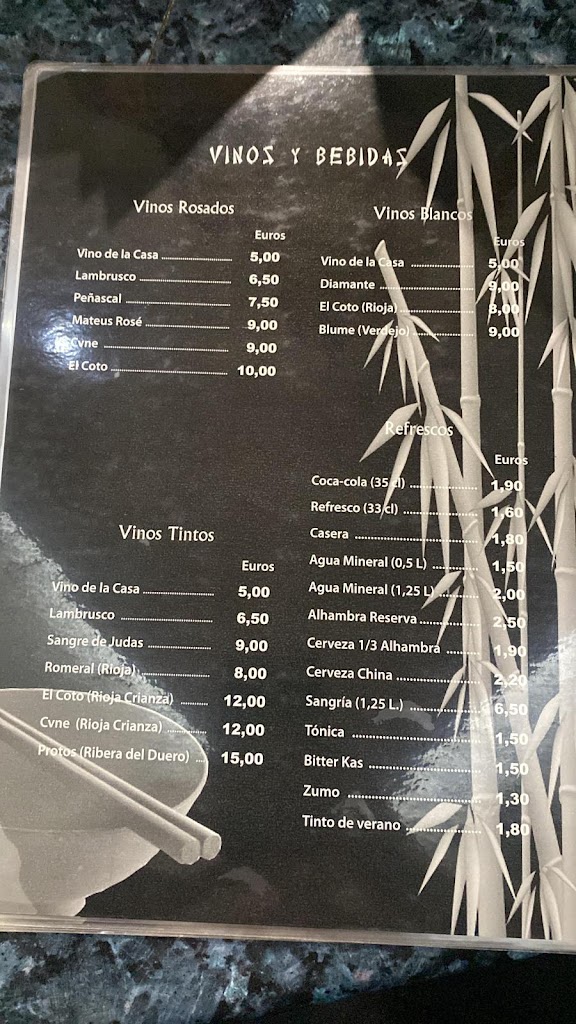 Restaurante Delicias de Oriente — Carta