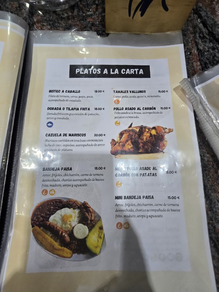 Cafeteria Restaurante Tizones — Carta
