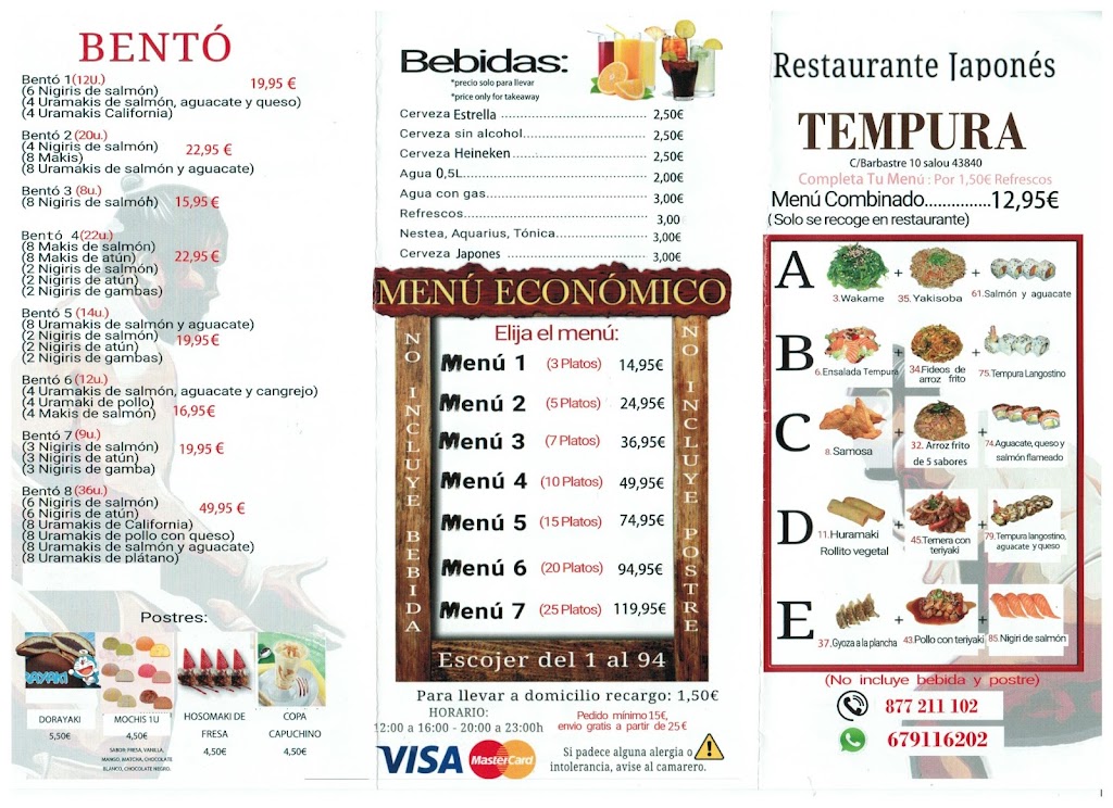 Restaurant Japones Tempura — Carta
