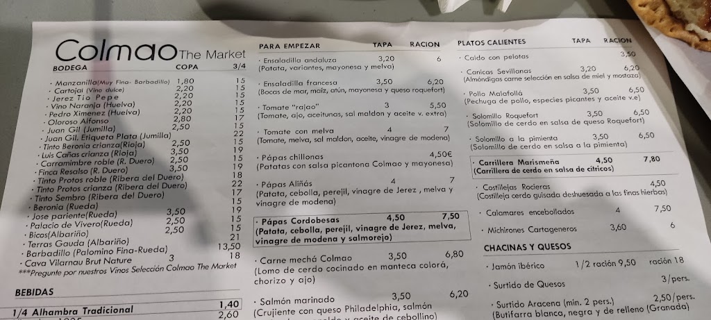Colmao — Carta