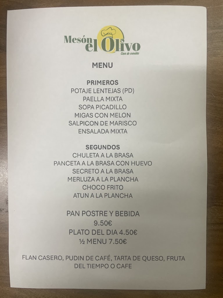 Meson El Olivo — Carta