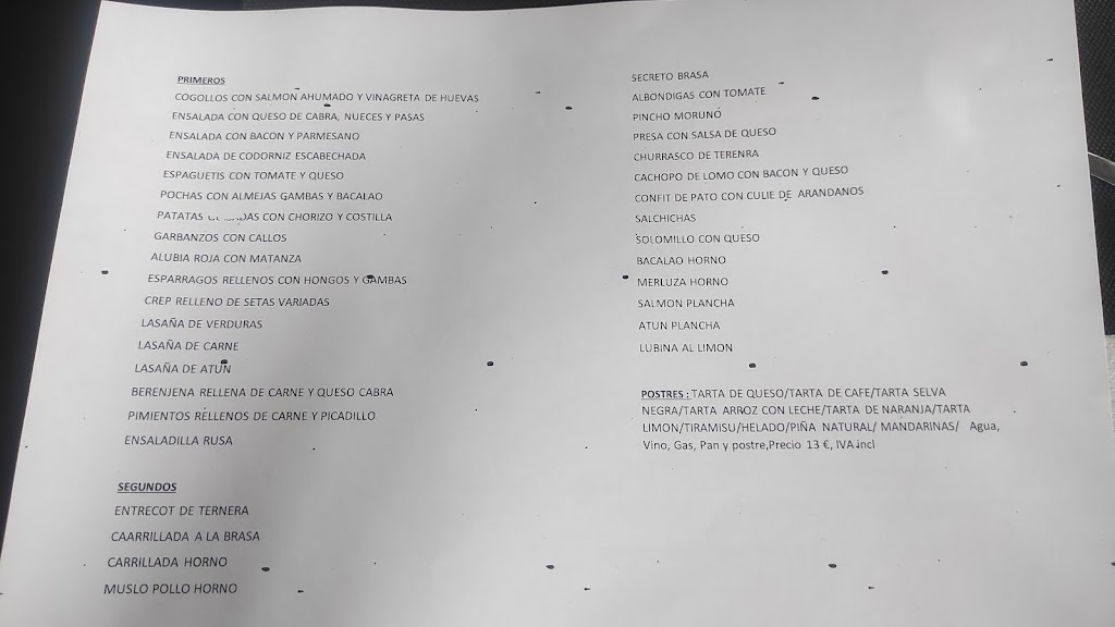 Bar Casa Tono — Carta