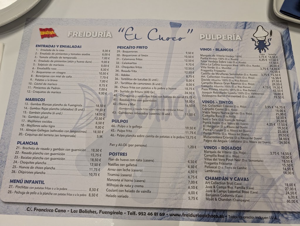 Pulperia Freiduria El Choco — Carta