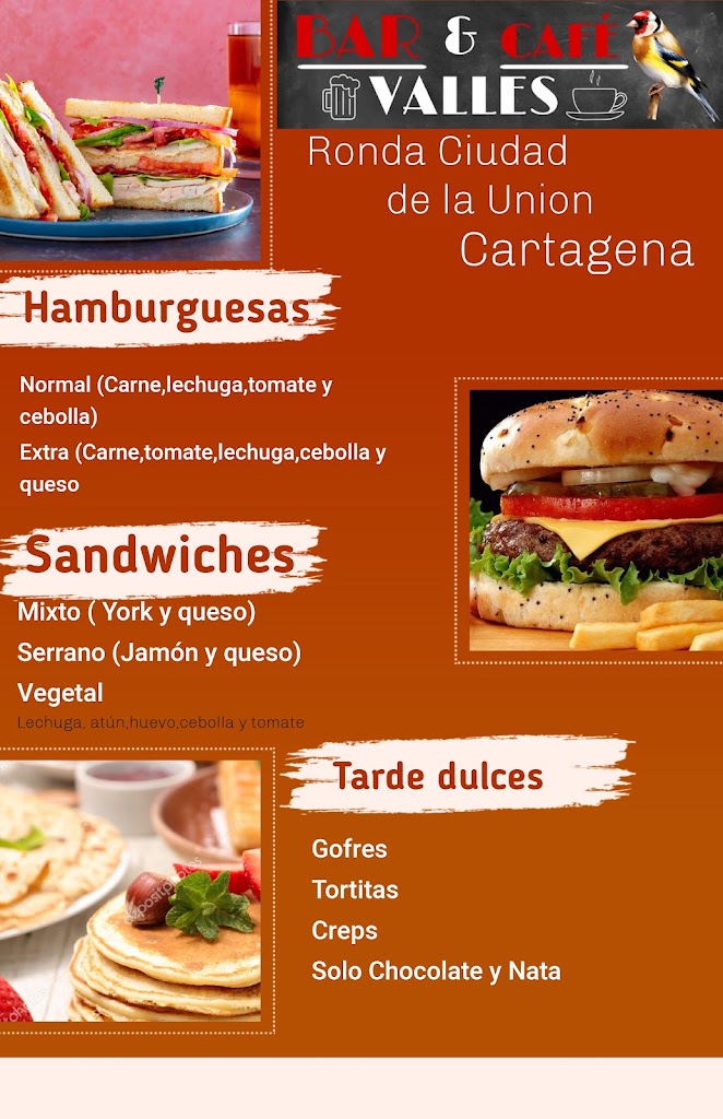 Cafe Bar Valles — Carta