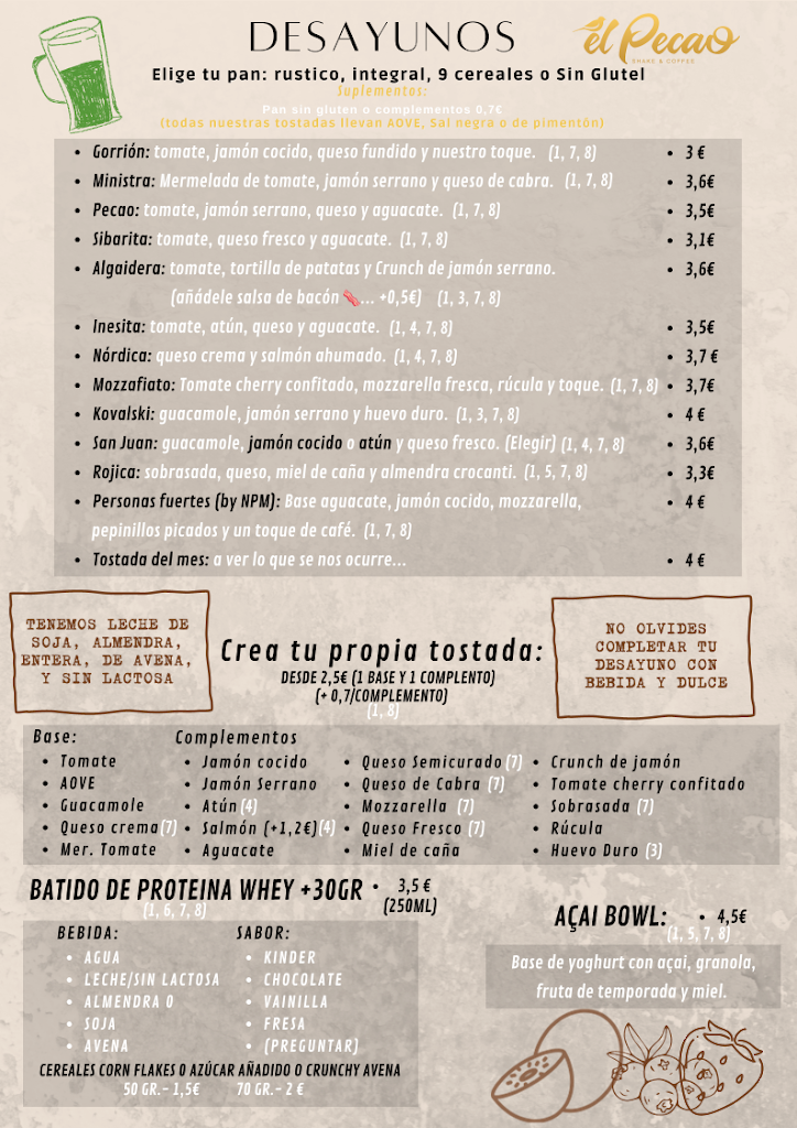 Pecao Shake & Coffe — Carta