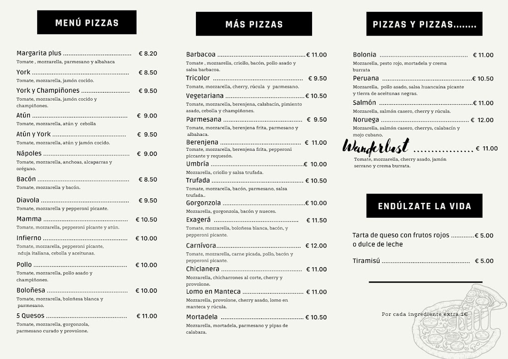 Restaurante Wanderlust — Carta