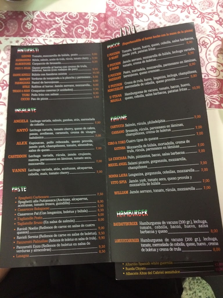 l'Italia restaurant — Carta
