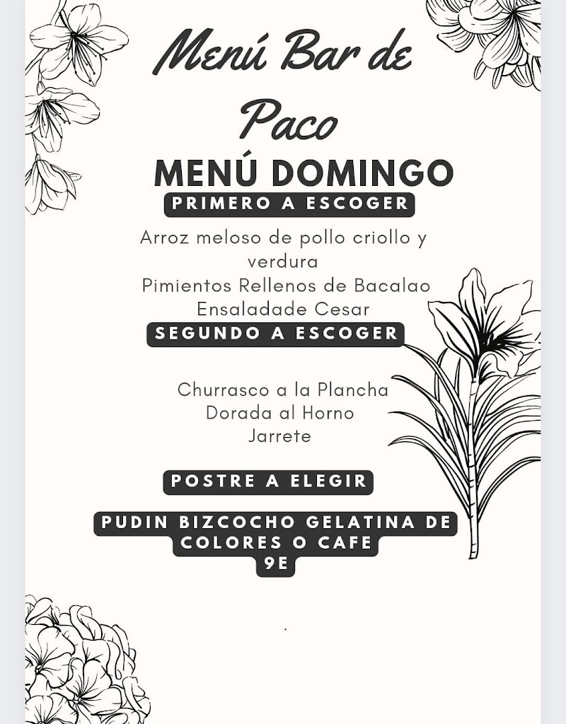 Bar de Paco — Carta
