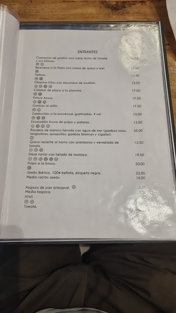 Restaurante Azura — Carta