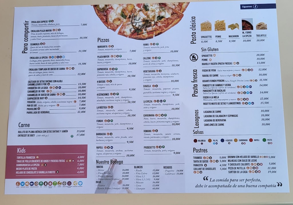 Pizzeria Ristorante La Spezia — Carta