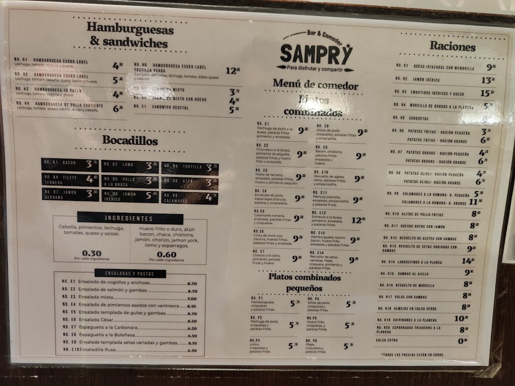 Bar Sampry — Carta